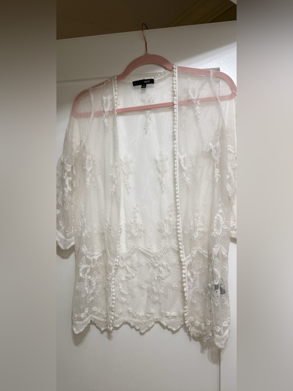 Womens Ivory Lace Cardigan